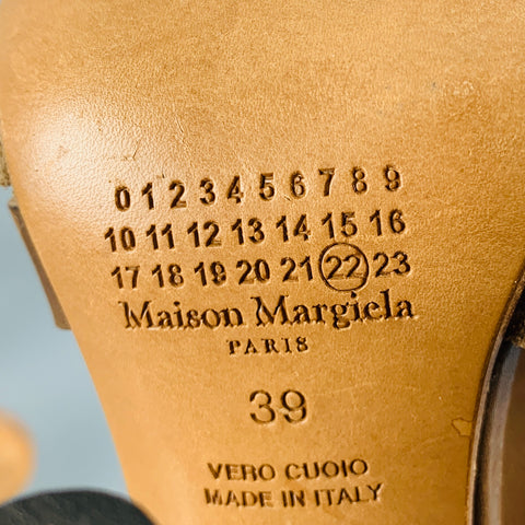 MAISON MARGIELA Size 9 Brown Taupe Leather Chunky Heel Sandals
