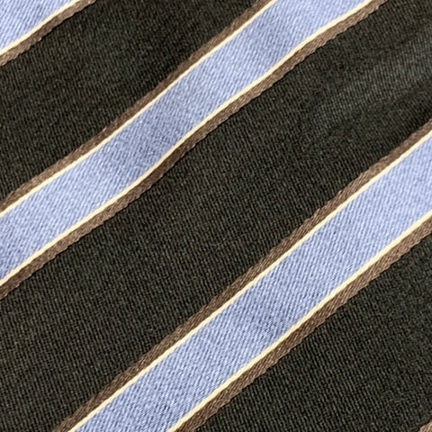 MICKY Grey Blue Diagonal Stripe Silk Tie