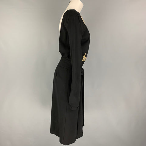PAUL SMITH Vestido con espalda abierta y cuentas de viscosa negra talla 4