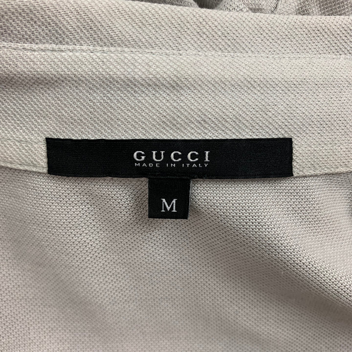 GUCCI Size M Light Grey Textured Cotton Button Down Short Sleeve Shirt