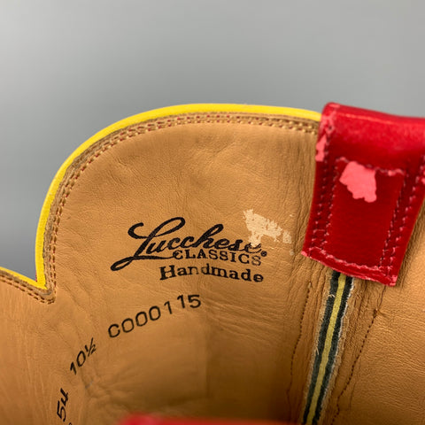 LUCCHESE 2020 Size 10.5 Multi-Color Applique Leather Cowboy Custom Boots