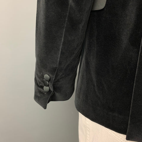 NEIL BARRETT Fitted Slim Size 42 Black Velvet Cotton Blend Notch Lapel Sport Coat