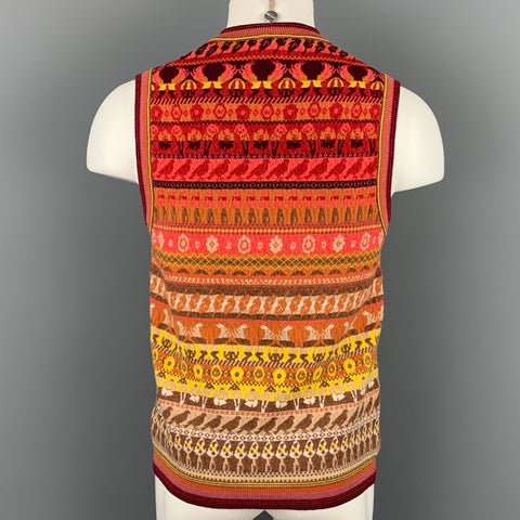 PAUL SMITH Taille S Gilet pull multicolore en laine Fairisle mélangée à col en V
