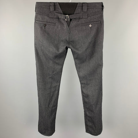 JUNYA WATANABE Size L Charcoal Herringbone Wool Blend Dress Pants