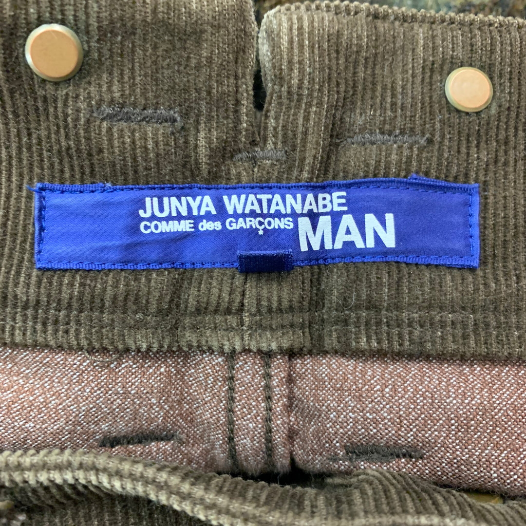 JUNYA WATANABE COMME DES GARCON MAN Size S Brown Olive Plaid Cotton Blend Button Fly Casual Pants