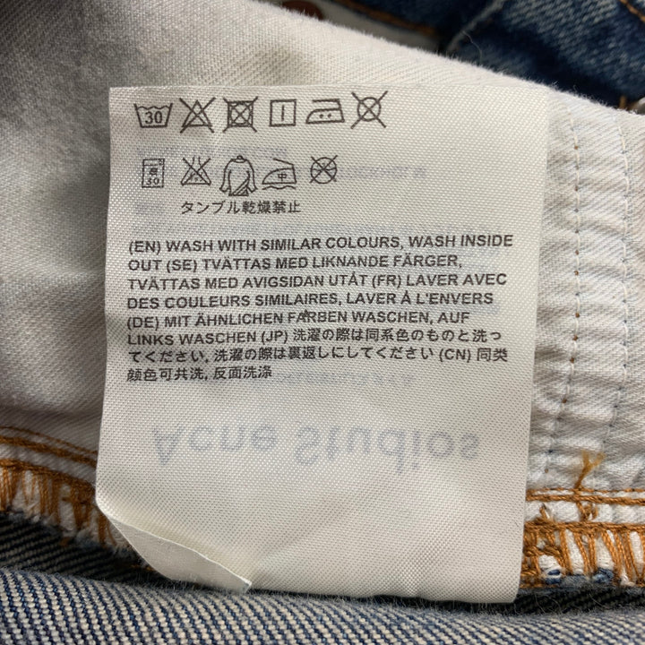 ACNE STUDIOS Size 33 Blue Contrast Stitch Cotton Polyurethane Straight Jeans