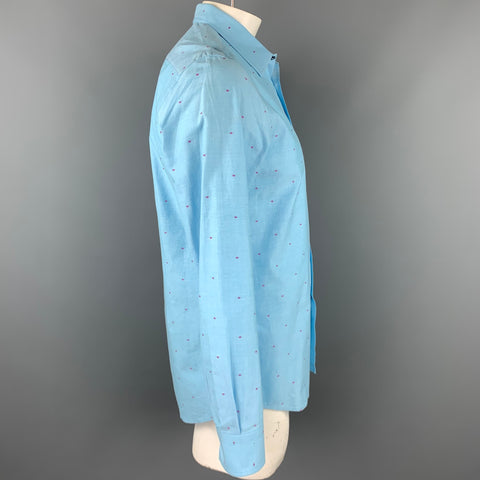 PAUL SMITH x BARNEYS NEW YORK Size L Light Blue Dots Cotton Button Up Long Sleeve Shirt