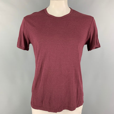 DOLCE & GABBANA Size L Burgundy Cotton Crew-Neck T-shirt