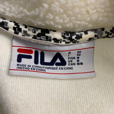 FILA Size M White Polyester 1/4 Zip Jacket