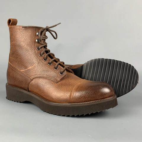 BARNEY'S NEW YORK Size 8 Brown Antique Leather Lace Up Boots