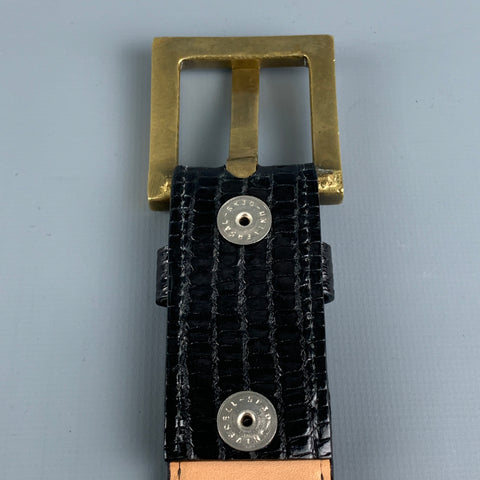 VAN AMBURG Size 32 Black Embossed Leather Belt