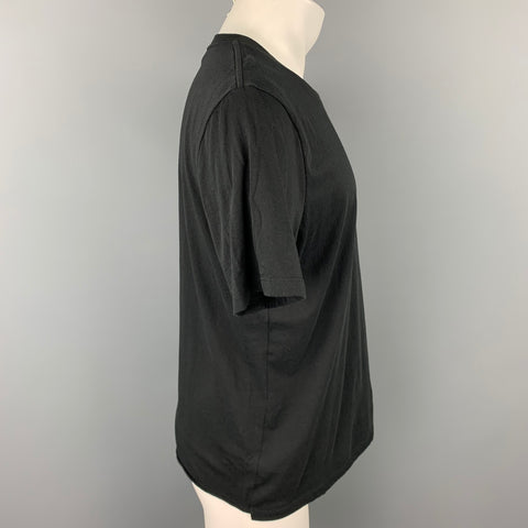 SAINT LAURENT Size M Black Graphic Cotton Crew-Neck T-shirt