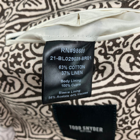 TODD SNYDER Size 38 Regular Beige Brown Print Cotton Linen Sport Coat