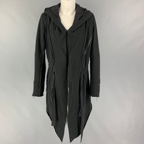MISOMBER NUAN Size 0 Black Cotton Blend Zip Up Snaps Coat