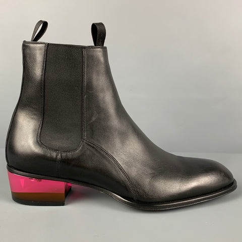 GIUSEPPE ZANOTTI Size 10.5 Black Leather Pull On Boots