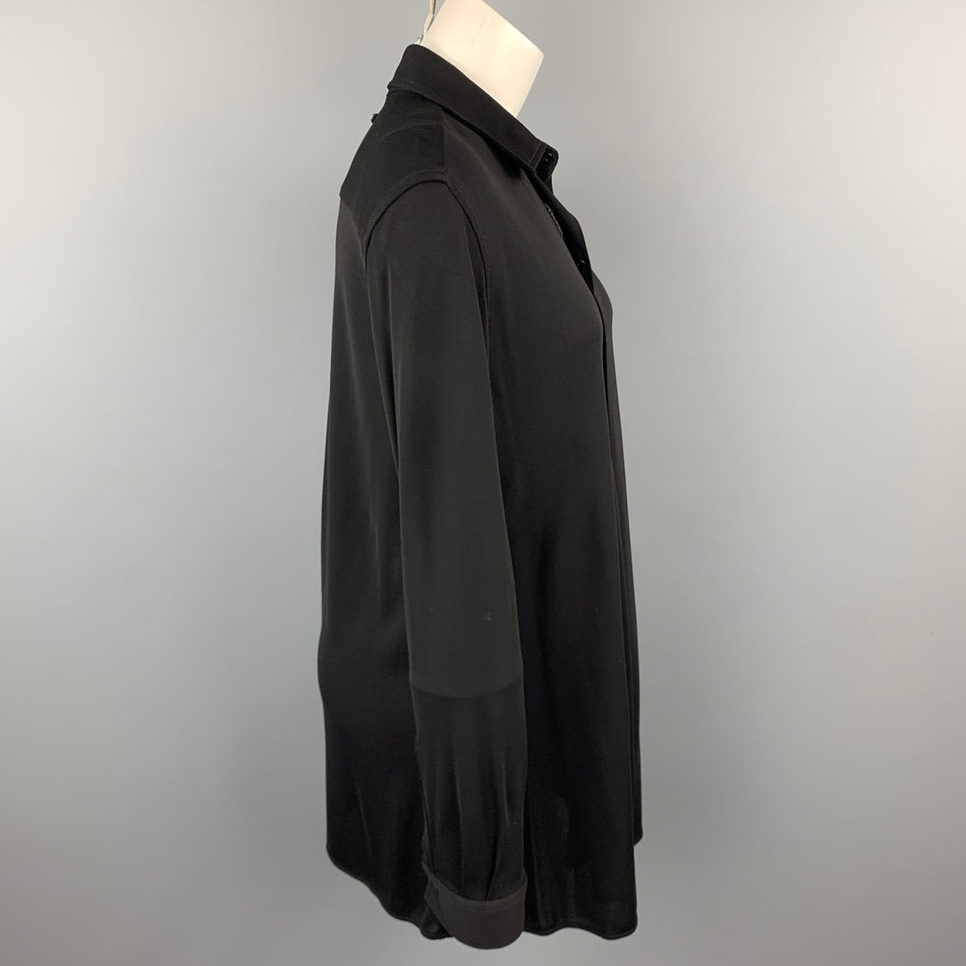 JEAN PAUL GAULTIER Size 8 Black Acetate Blend Button Up Shirt