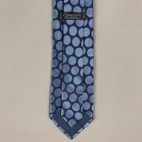 CHARVET Corbata de seda azul marino con lunares