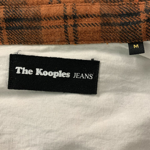 THE KOOPLES Size M Rust &  Black Plaid Cotton Snaps Long Sleeve Shirt