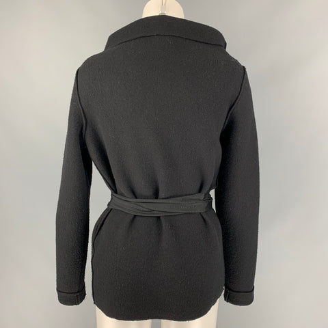 LANVIN 2009 Size S Black Wool Wrap Jacket