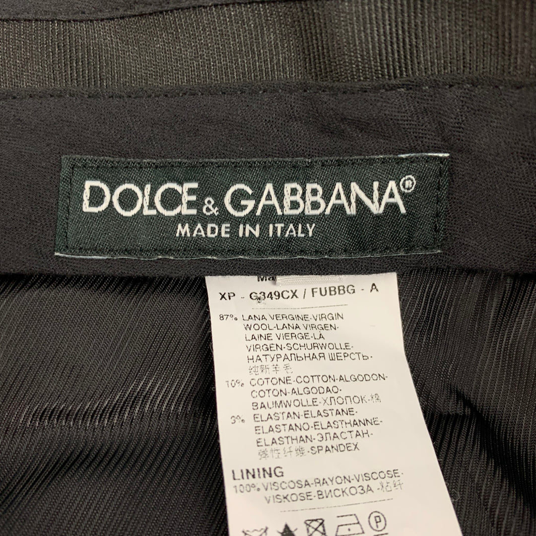 DOLCE & GABBANA Size 34 Black Wool Blend Tuxedo Dress Pants