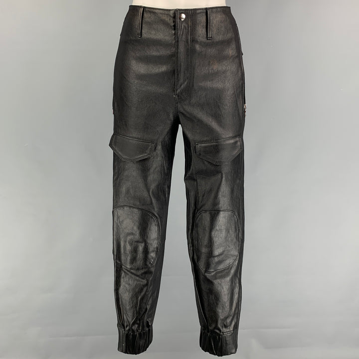 RtA Size S Black Leather Lamb Skin Zippers Detail Dress Pants