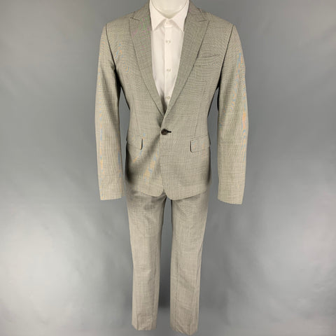 DSQUARED2 Talla 40 Traje de solapa de pico de lana de pata de gallo blanco negro