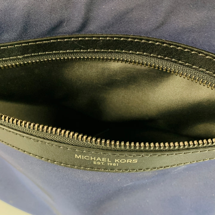 MICHAEL KORS Navy Black Leather Nylon Cross Body Bag