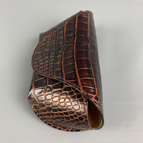 SMYTHSON OF BOND ST. Brown Embossed Leather Glasses Case