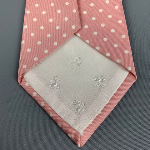 BROOKS BROTHERS Pink White Polka Dot Silk Twill Tie