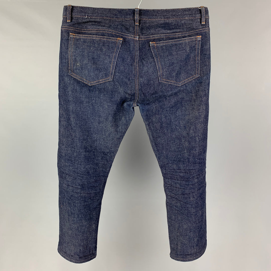 A.P.C. Size 32 Indigo Contrast Stitch Selvedge Denim Cropped Jeans
