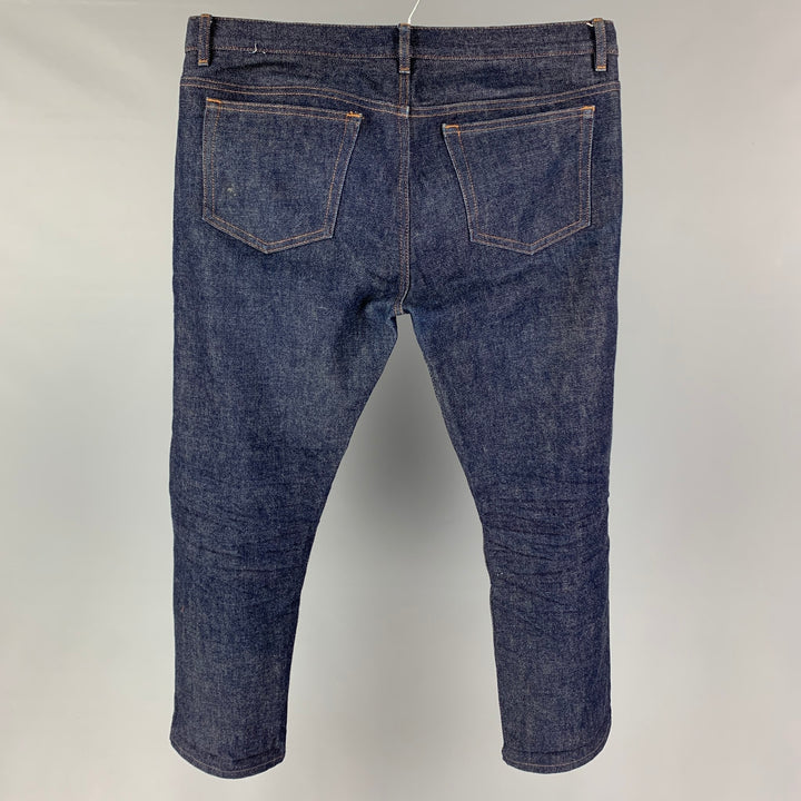A.P.C. Size 32 Indigo Contrast Stitch Selvedge Denim Cropped Jeans