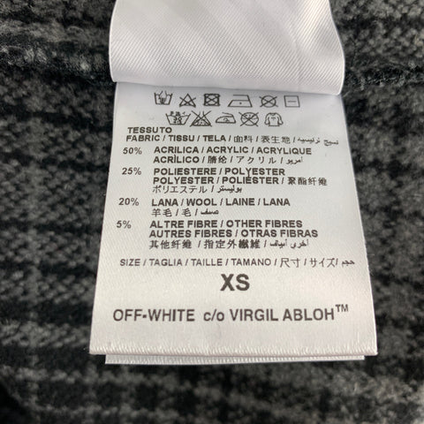 OFF-WHITE Size XS Grey Black & White Checkered Wool Blend Long Sleeve Shirt