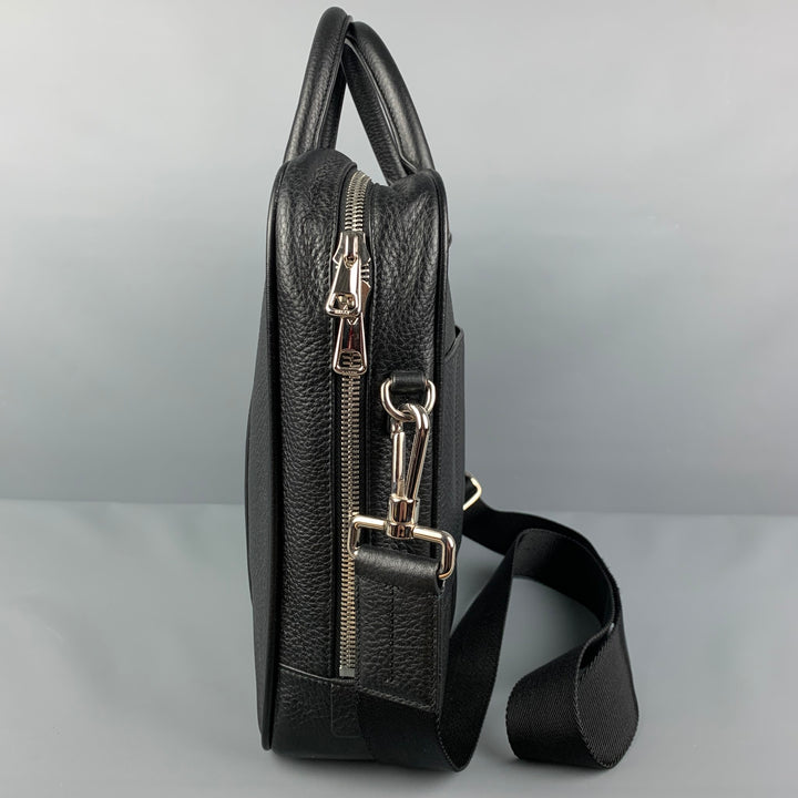 BALLY Black Textured Leather Briefcase Bag