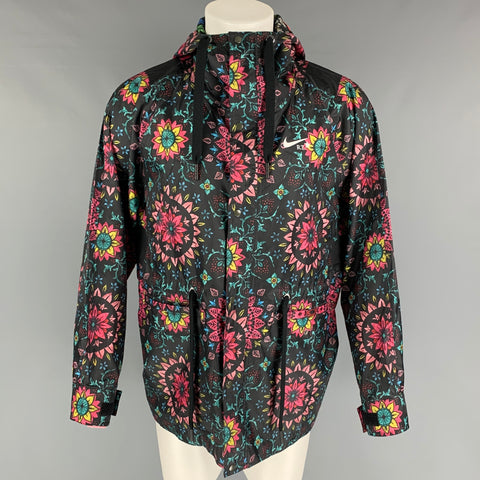 NIKE x Ricardo Tisci Talla M Chaqueta con capucha de poliéster floral multicolor negra
