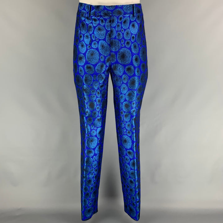 MASATOMO Size 40 Royal Blue Metallic Acrylic Blend Notch Lapel Suit