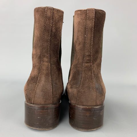 PRADA Size 6.5 Brown Suede Chunky Heel Boots