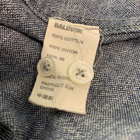 BALDWIN Size L Blue White Cotton Long Sleeve Shirt
