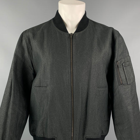 RAF SIMONS Spring 2009 Size 38 Charcoal Textured Polyester Bomber Jacket