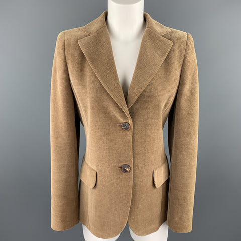 AKRIS Size 8 Tan Wool Blend Corduroy Blazer