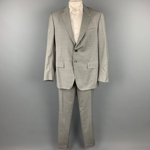 ISAIA Regular Size 48 Light Green & Black Plaid Wool Notch Lapel Suit