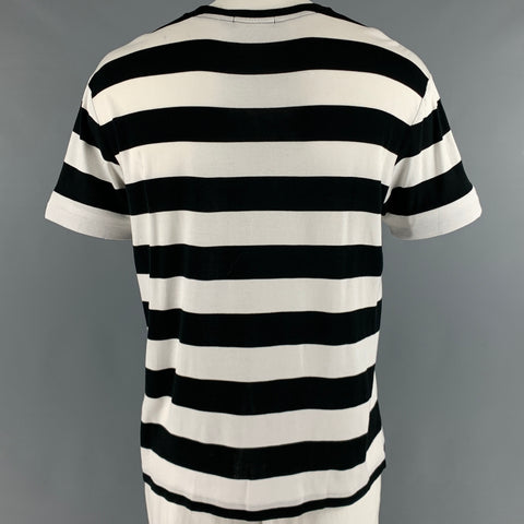 RALPH LAUREN Size XL Black White Stripe Cotton Crew-Neck T-shirt