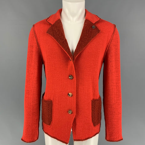 ISSEY MIYAKE Size M Orange Rust Knit Reversible Cardigan