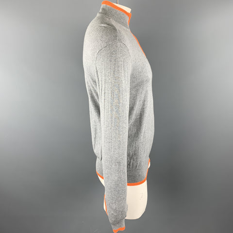 ROBERT GRAHAM Size L Gray Cotton / Cashmere Half Zip Pullover