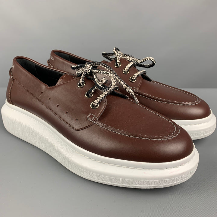 ALEXANDER MCQUEEN Size 11 Brown Solid Leather Lace Up Shoes