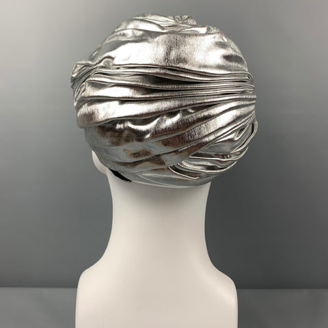 Vintage 1960's CHRISTIAN DIOR Silver Metallic Turban Hat