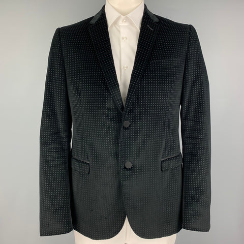 GUCCI Size 44 Black Dots Cotton Notch Lapel Sport Coat