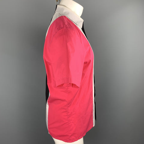 RAF SIMONS Size S Multi-Color Color Block Cotton Button Up Short Sleeve Shirt