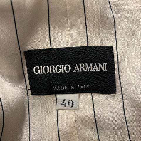 GIORGIO ARMANI Talla 4 Chaleco cruzado de rayas de seda y viscosa negro