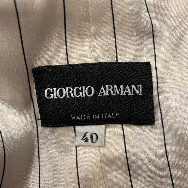 GIORGIO ARMANI Size 4 Black Viscose &  Silk Stripe Double Breasted Vest