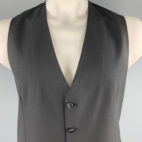 DOLCE & GABBANA Size 44 Black Wool Blend Polka Dot Back Buttoned Vest